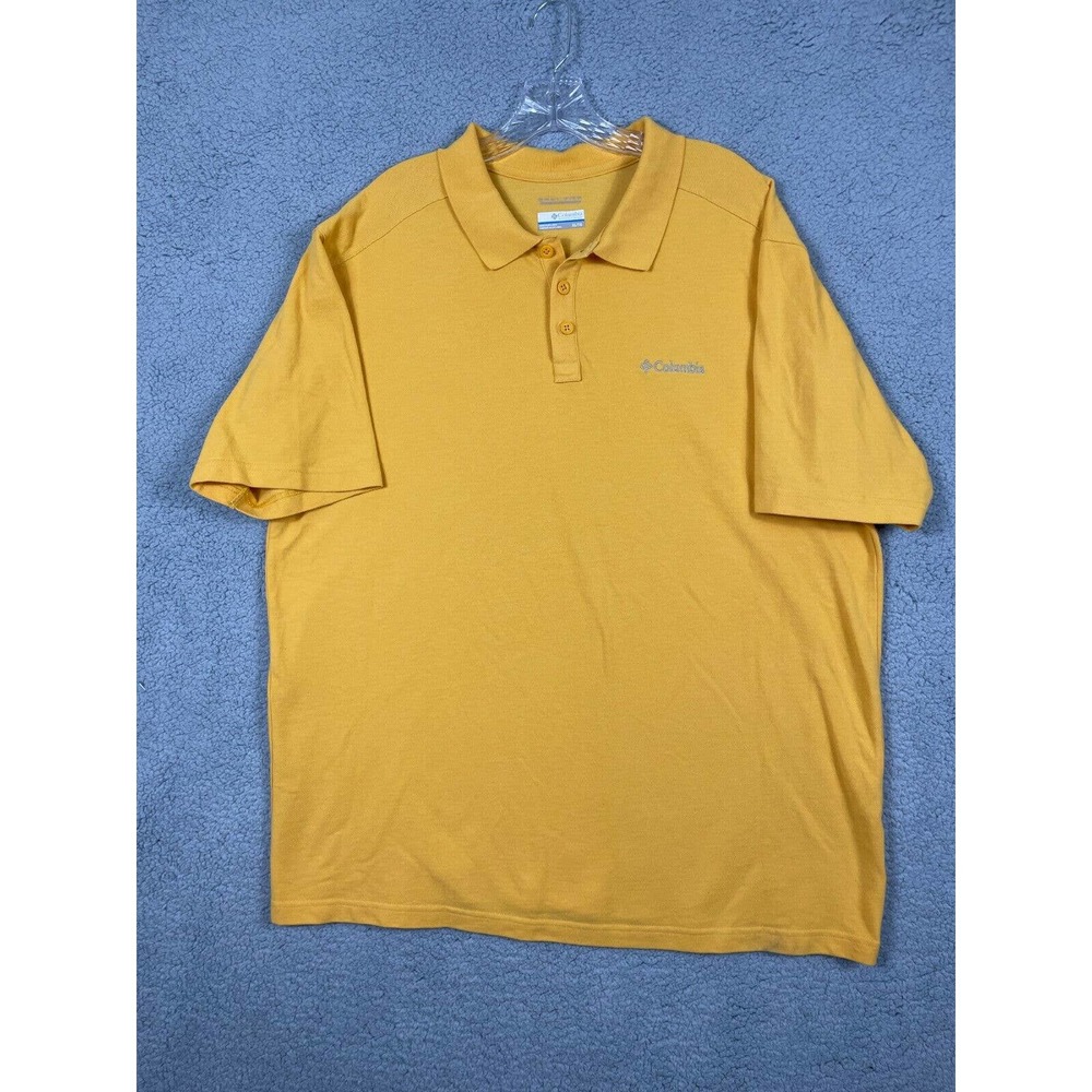 Columbia Omni Wick Solid Yellow Knit Golf Polo Shirt Men's XL / TG Advanced Evap